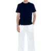 Men’s straight relaxed cut pants with elastic waistband and ties