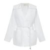 Linen blazer, vest and palazzo pants set, white