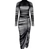 Midi dress with graphite knitwear draping